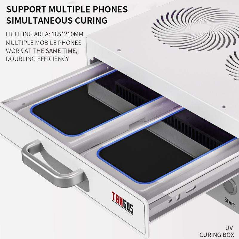 TBK 605 100W Mini UV Curing Lamp Box 48 LEDs Curved Surface Screen UV Curing Box, EU Plug
