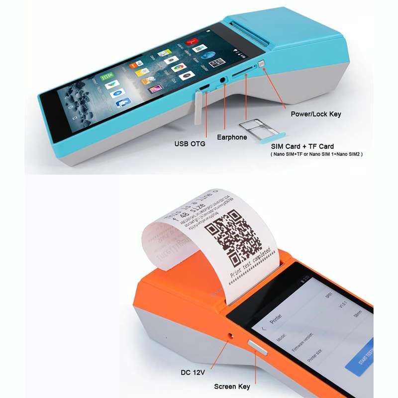 SGT-SP01 5.5 inch HD Screen Handheld POS Receipt Printer, Suit Version, US Plug(Orange)