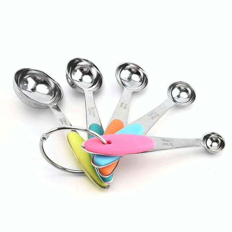 5 in 1 Stainless Steel Measuring Spoon Set Coffee Spoon Baking Kitchen Gadget, Style:Measuring Sp...