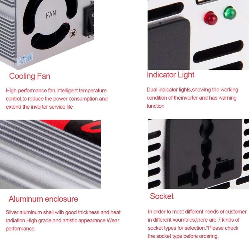 SUVPR DY-8102 150W DC 12V to AC 220V Car Power Inverter with 500mA USB Port & Universal Power Socket