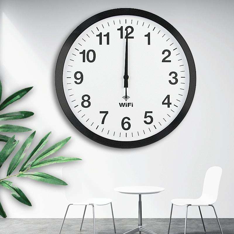 Smart Network Automatic Time Synchronization Wifi Wall Clock Modern Minimalist Silent Living Room...