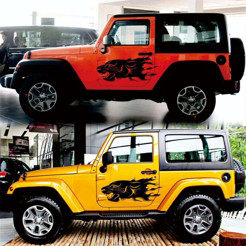2 PCS/Set D-417 Lion Pattern Car Modified Decorative Sticker(Black)
