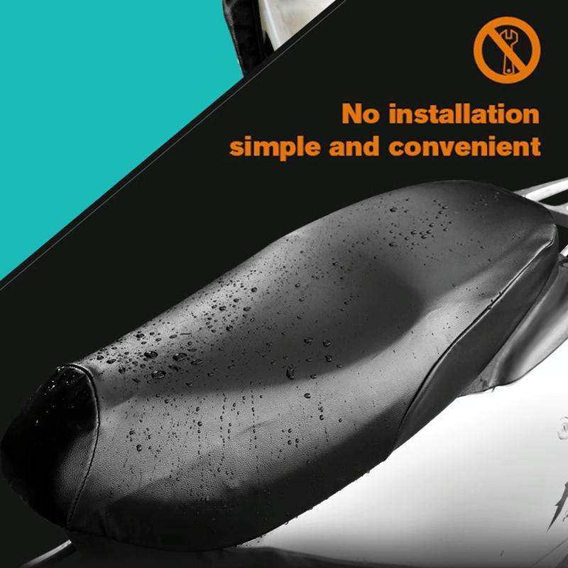 Waterproof Motorcycle Black Leather Seat Cover Prevent Bask In Seat Scooter Cushion Protect, Size...