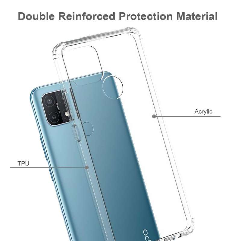 For OPPO A15 Shockproof Scratchproof TPU + Acrylic Protective Case(Black)