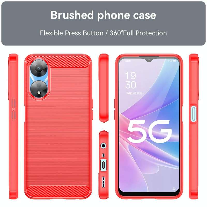 For OPPO A78 5G Brushed Texture Carbon Fiber TPU Phone Case(Red)