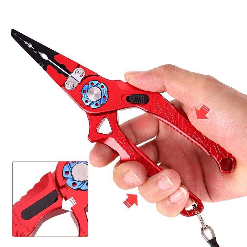 Multifunctional Open-Loop Lead-Pressing Fishing Pliers With Lock(Red)