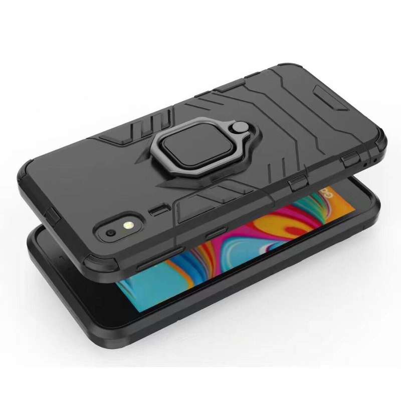 PC + TPU Shockproof Protective Case for Galaxy A2 Core, with Magnetic Ring Holder (Black)