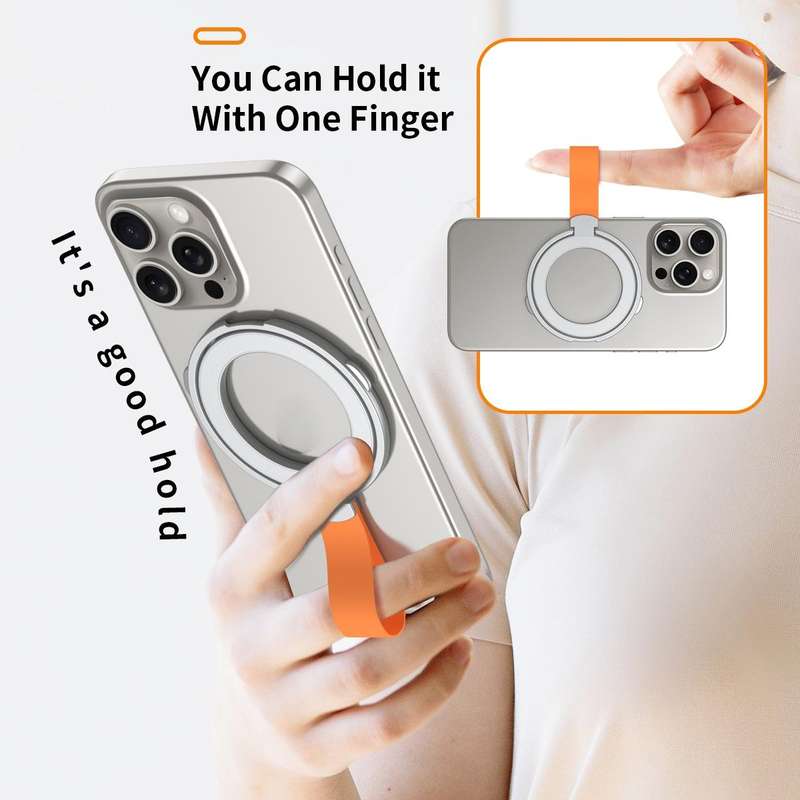 MagSafe Magnetic Pivot Stand Phone Ring Holder(Black + Orange)
