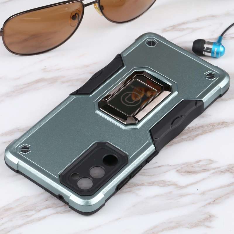 For Samsung Galaxy S20 FE Ring Holder Non-slip Armor Phone Case(Green)