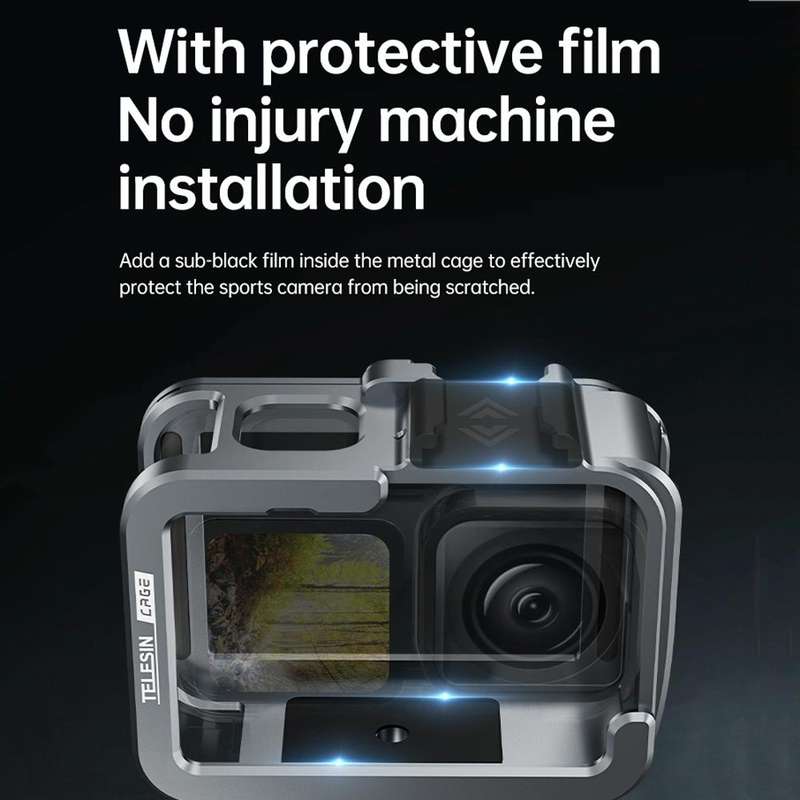 TELESIN Aluminium Alloy Frame Case For GoPro Hero11 Black / HERO10 Black / HERO9 Black ,Spec: Ver...