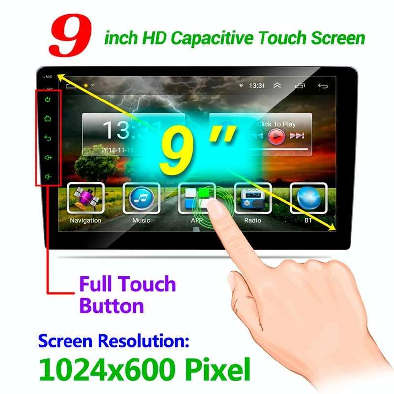 HD 9 inch Universal Car Android 8.1 Radio Receiver MP5 Player, Support FM & Bluetooth & TF Card &...