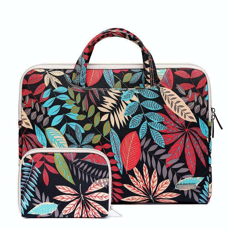 LiSEN LS-116 Simple Laptop Bag Business Laptop Liner Bag, Size: 11.6 inch(Canvas Colorful Leaves ...