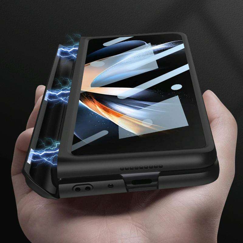 For Samsung Galaxy Z Fold4 GKK Magnetic Hinge Flip Phone Case with Holder & Pen Slot(Wine Red)