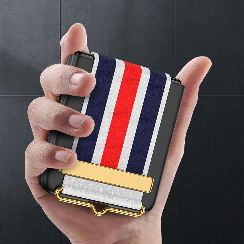 For Samsung Galaxy Z Flip3 5G GKK Ultra-thin Full Phone Flip Case with Color Wristband(Black)