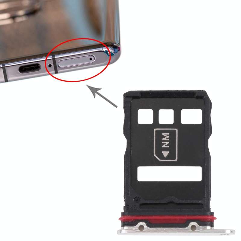 SIM Card Tray + NM Card Tray for Huawei P50 Pro+ (Silver)
