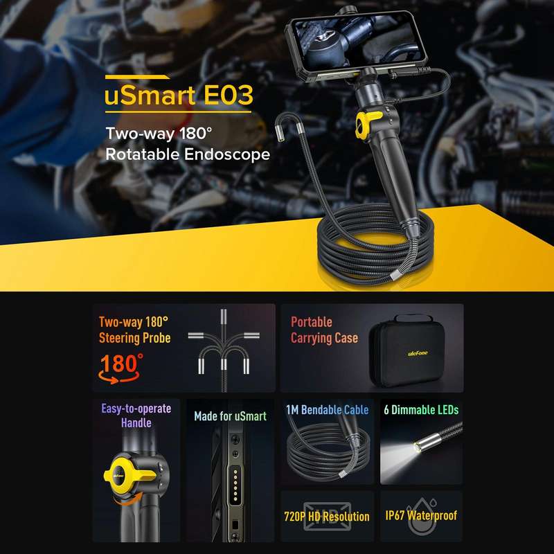 Ulefone uSmart E03 Rotatable Endoscope IP67 Waterproof for Armor 24 / 21 / 19 / 18T / 18T Ultra /...