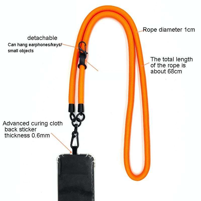 10mm Thick Rope Mobile Phone Lanyard Spacer Adjustable Anti Theft Phone Strap(NO.19 Light Gray)