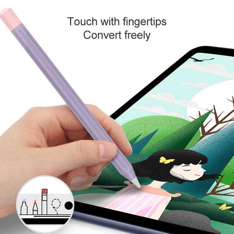For Apple Pencil 1 Stylus Touch Pen Split Contrast Color Silicone Protective Case(Retro Orange Red)