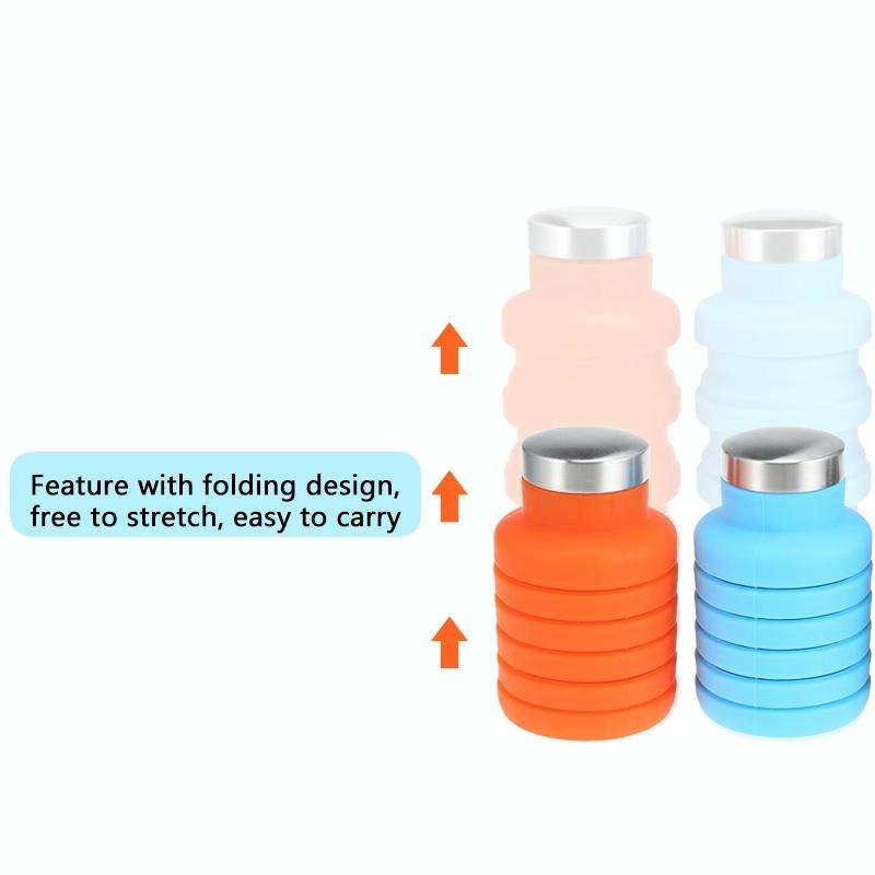Portable Silicone Water Bottle Retractable Folding Coffee Bottle Outdoor Travel Drinking Sport Dr...
