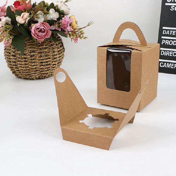 30 PCS Transparent Window 1 Piece Cardboard Portable Cup Cake Box Mousse Pastry Box Marble
