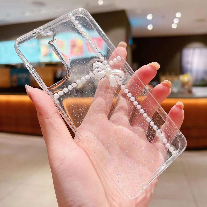 For Samsung Galaxy A24 5G Pearl Bow Glitter Epoxy TPU Phone Case(Three Knots)