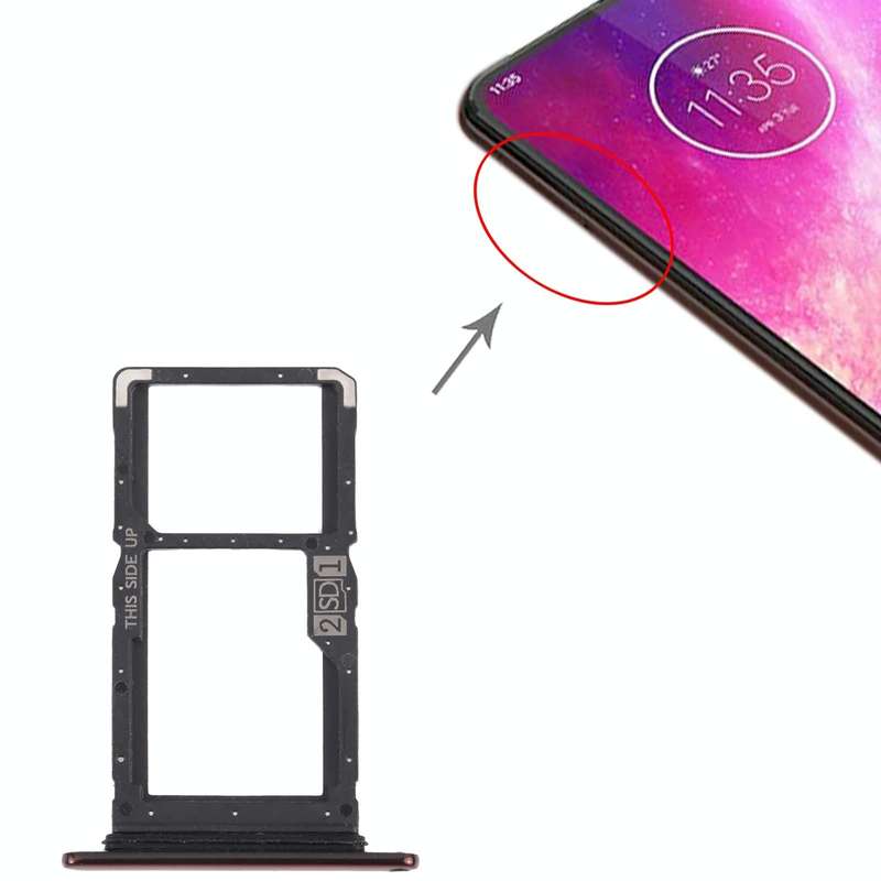 SIM Card Tray + SIM Card Tray / Micro SD Card Tray for Motorola One Hyper XT2027 XT2027-1 (Red)
