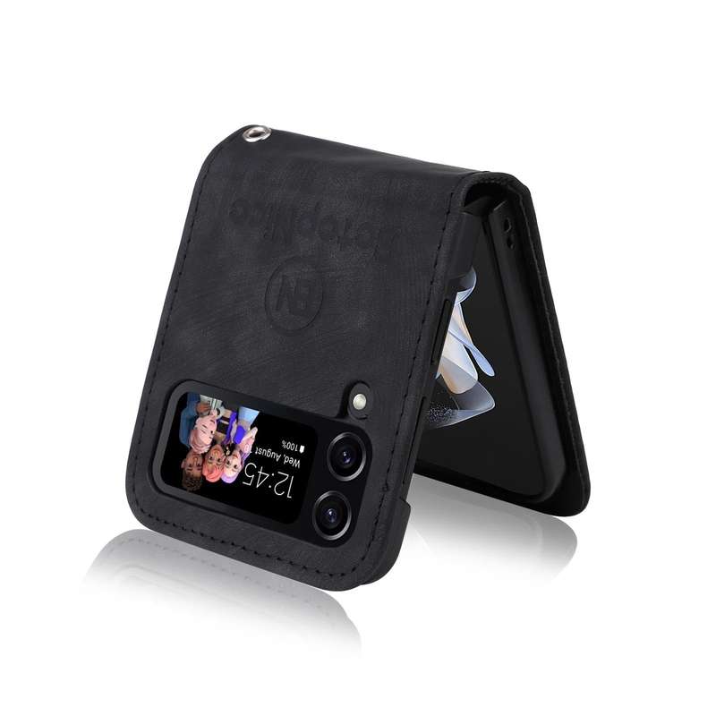 For Samsung Galaxy Z Flip4 BETOPNICE Dual-side Buckle Leather Phone Case(Black)