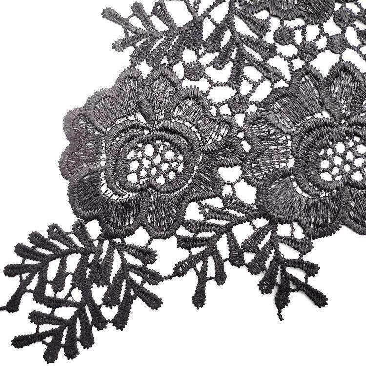 Black 1 Pair Three-dimensional Hollow Flower Embroidery Collar Flower DIY Clothing Accessories, U...