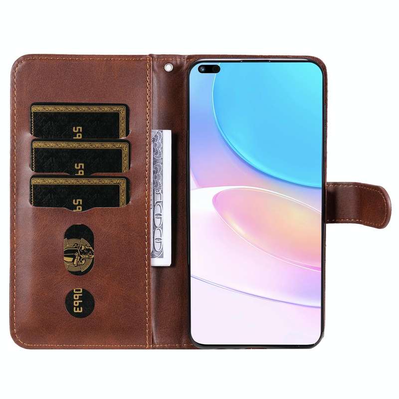 For Huawei nova 8i / Honor 50 Lite Calf Texture Zipper Horizontal Flip Leather Phone Case(Brown)