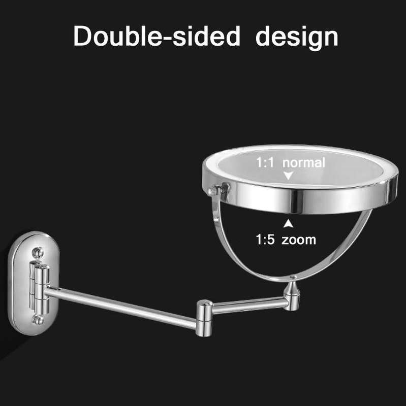 8 Inch Wall-Mounted Double-Sided Makeup Mirror LED Three-Tone Light Bathroom Mirror, Colour:USB C...