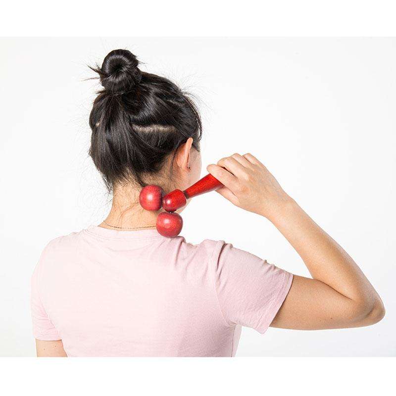 Wenge Solid Wood Manual Roller Massager (Red)