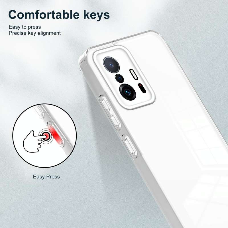 For Xiaomi 11T Pro 3 in 1 Clear TPU Color PC Frame Phone Case(White)