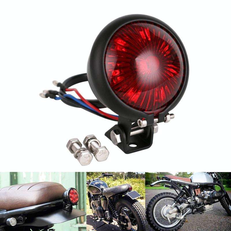 Speedpark 12V Motorcycle Modified Tail Light Brake Light for Harley(Silver+Red)