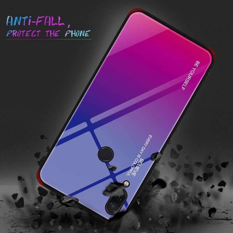 For Xiaomi Redmi Note 7 Gradient Color Glass Case(Purple)