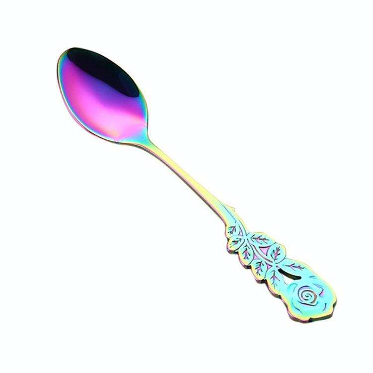 Small Mini Stainless Steel Rose Flower Coffee Spoon Strring Spoon Teaspoon Tea Spoon Dessert Spoo...