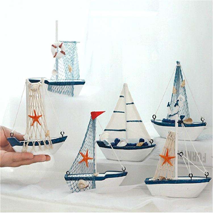 Vintage Wooden Canvas Boat Model Decoration Home room Decoration(White Boat)