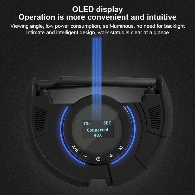 TX800 Optical Fiber Bluetooth 5.0 Transmitter Receiver Audio Adapter with Dual Antennas & OLED Di...