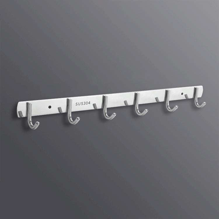 304 Stainless Steel No Punching Door Rear Coat Hook, Specification: 6 Hooks