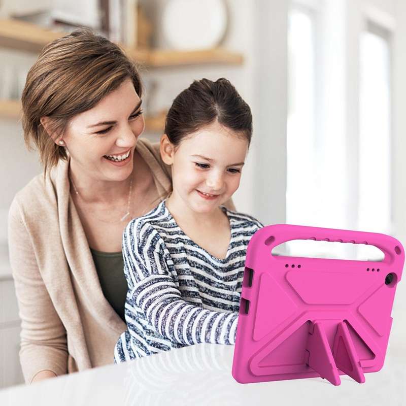 For Lenovo Tab M10 3rd Gen Handle EVA Shockproof Tablet Case with Holder(Rose Red)