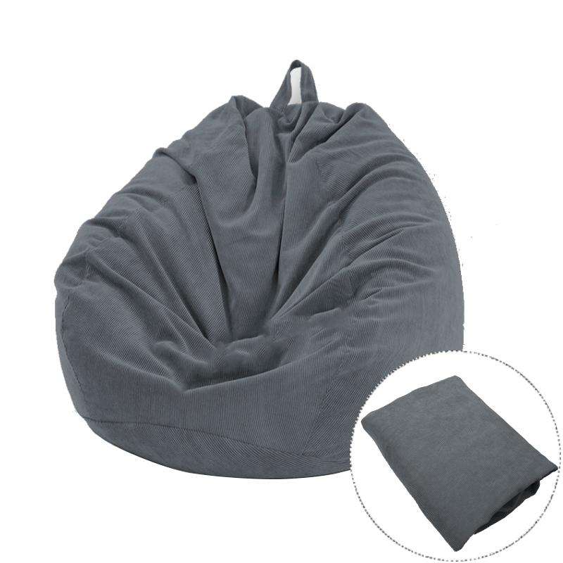 Corduroy Lazy Bean Bag Chair Sofa Cover, Size:100x120cm(Dark Grey)