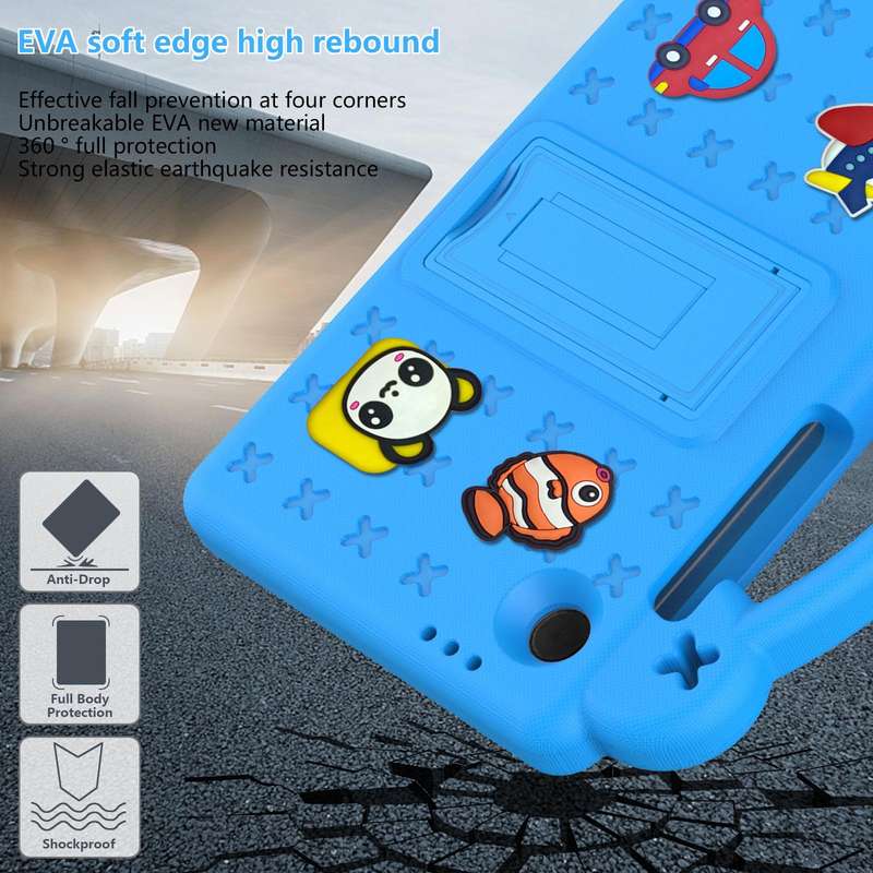 For Samsung Galaxy Tab A9 Handle Kickstand Children EVA Shockproof Tablet Case(Sky Blue)