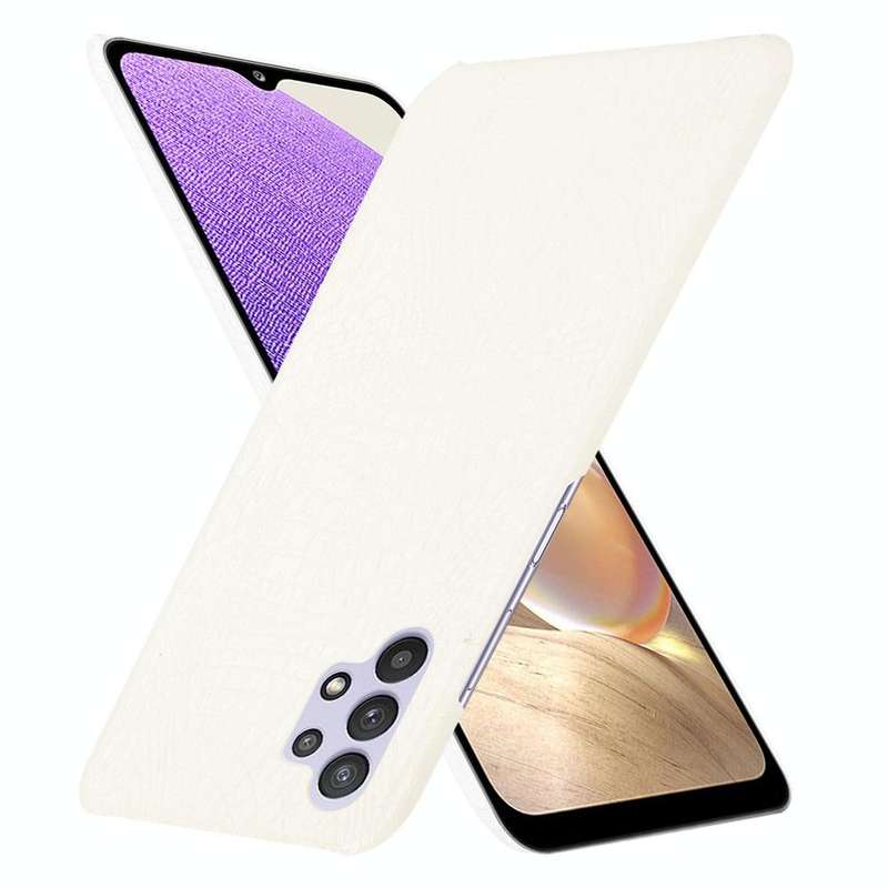For Samsung Galaxy A32 4G European version Shockproof Crocodile Texture PC + PU Case(White)