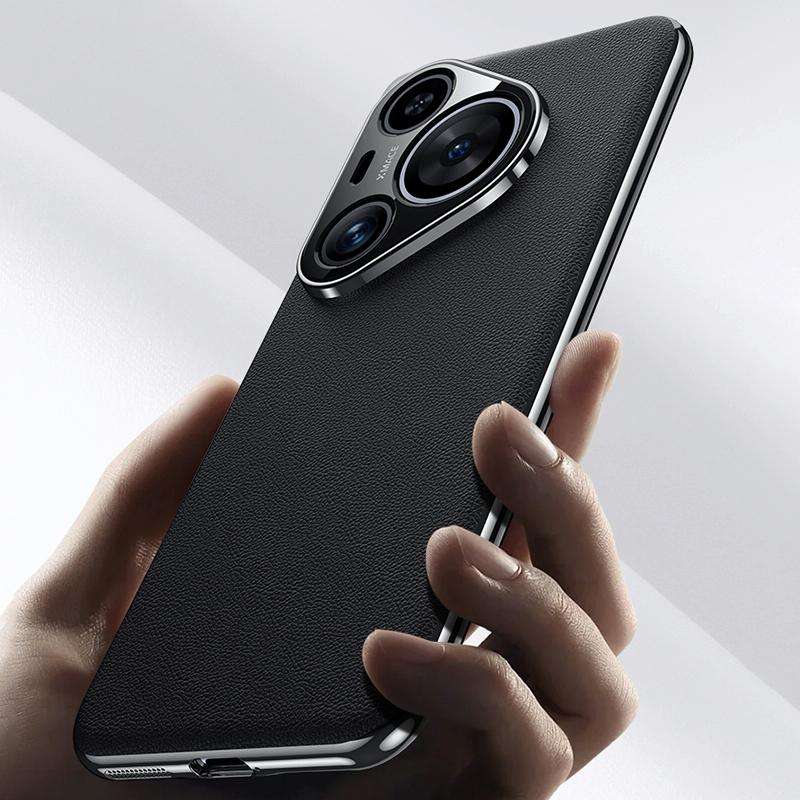 For Huawei Pura 70 Ultra Plain Leather Series Shockproof Phone Case(Black)