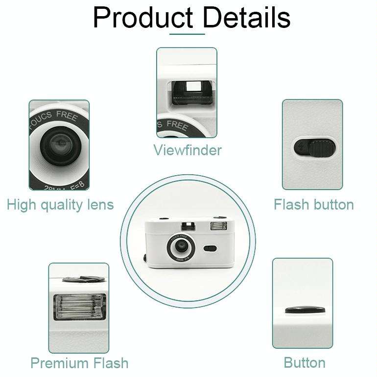 R2-FILM Retro Manual Reusable Film Camera for Children without Film(Blue)