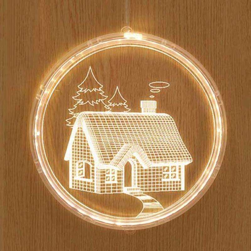 Christmas Decoration Light LED Holiday 3D Hanging Lamp, Power:Battery(house)