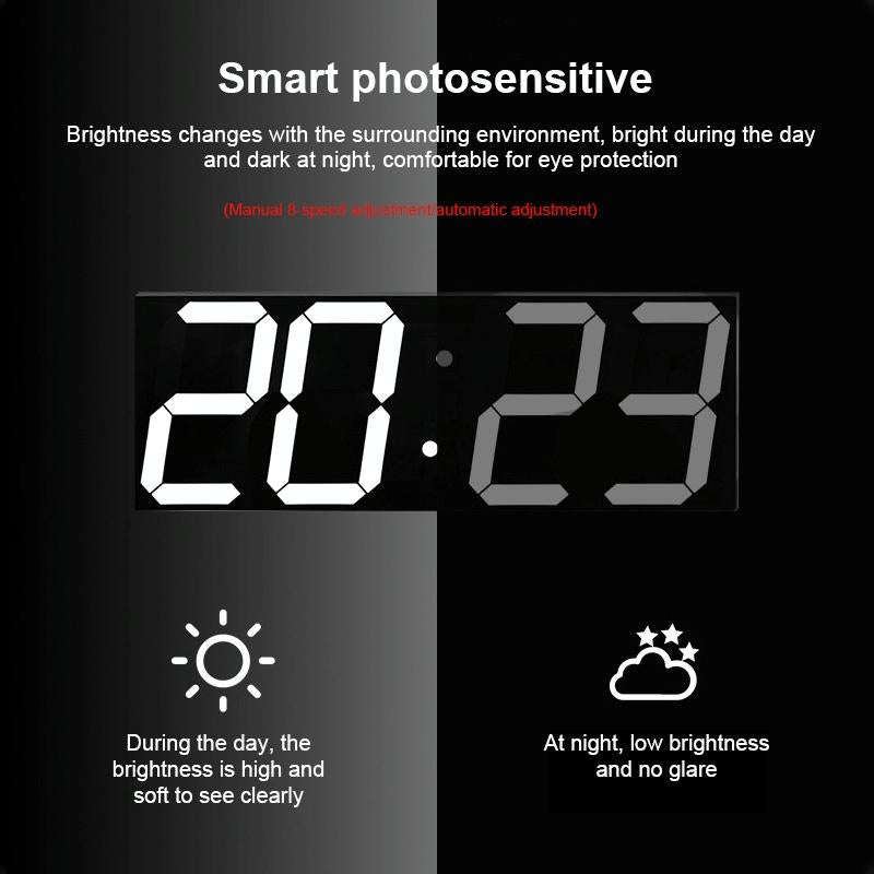 LED Digital Clock Living Room Wall Clock Creative WIFI Clock US Plug, Style:4 Bit WIFI, Color:Hol...