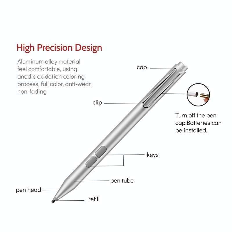 F94S For Microsoft Surface Series Stylus Pen 1024 Pressure Level Electronic Pen(Silver)