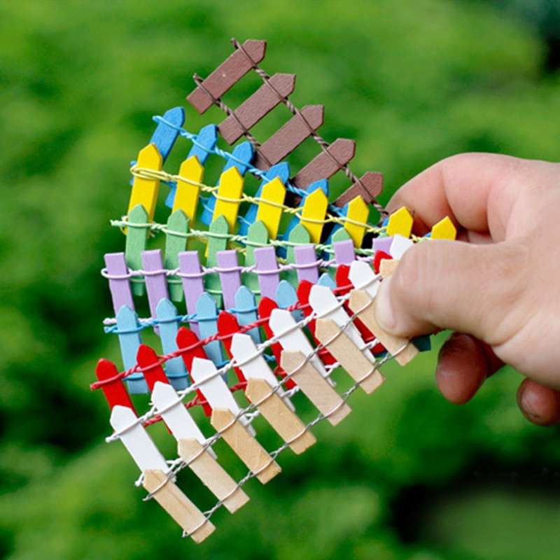 10 PCS Mini Small Fence Barrier Wooden Craft Wooden Small Fence Moss Micro-landscape Ornaments, R...