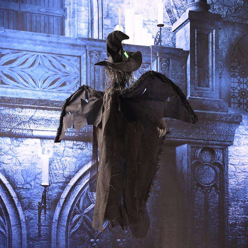 Flying Hanging Ghost Scary Sound and Moving for Halloween Decorations (Black)