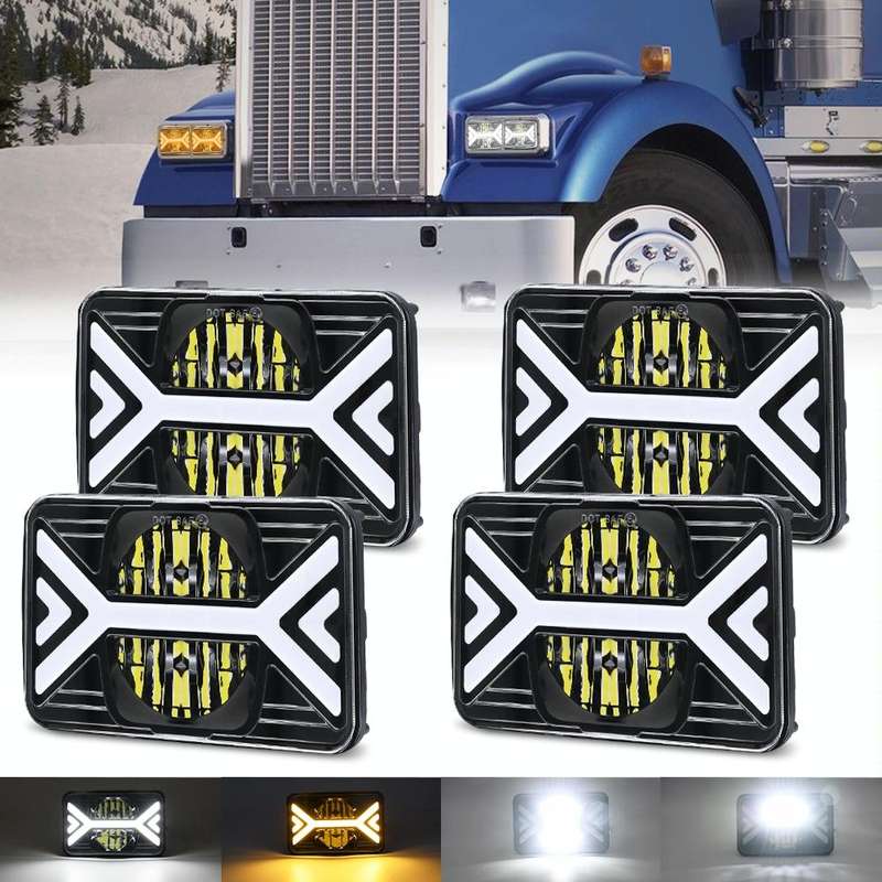5 inch Square Truck Two-color Headlights 9-30V 36W / 22W 4000LM 6000K / 3000K